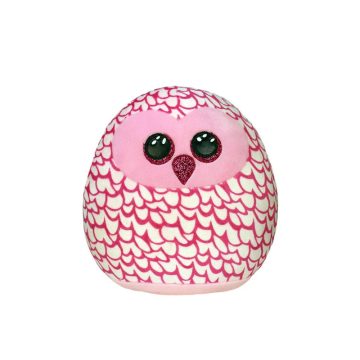   Ty Squish-a-Boos párna alakú plüss figura PINKY, 22 cm - rózsaszín bagoly