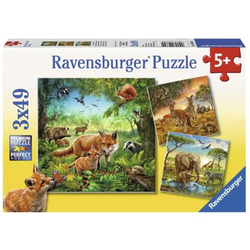 Ravensburger Puzzle 3x49 db - Az erdõ lakói