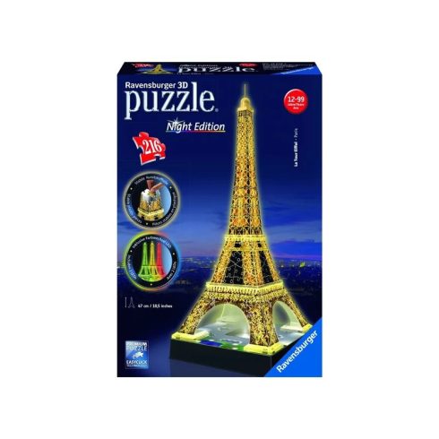 Ravensburger: Eiffel-torony 216 darabos 3D puzzle fénnyel