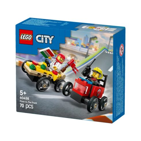 LEGO City Great Vehicles 60458 Pizzásautó vs. tûzoltóautó, versenyautós csomag