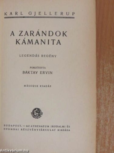 Karl Gjellerup: A zarándok Kámanita (antikvár)