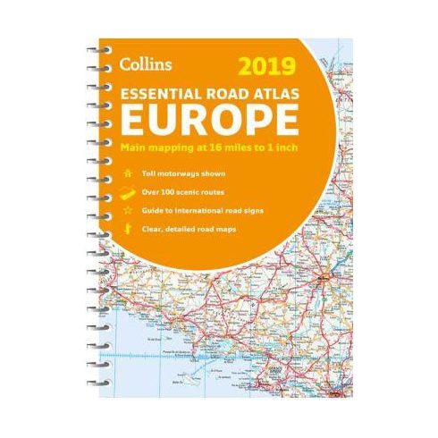 COLLINS EUROPE 2019 - ESSENTIAL ROAD ATLAS (EURÓPA ATLASZ, SPIRÁL A4)