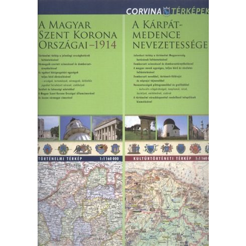 Térkép: A Magyar Szent Korona országai 1914. - A Kárpát-medence nevezetességei /Kétoldalas falitérkép