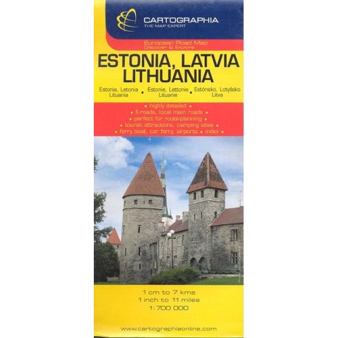 Térkép: Észtország, Lettország, Litvánia térkép (1:700 000) /Európai autótérképek