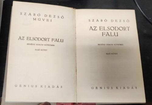 Szabó Dezső: Az elsodort falu, regény három kötetben (antikvár)