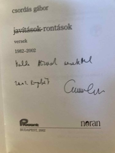 Csordás Gábor: Javítások, rontások (antikvár)